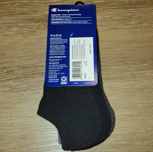NWT Men's Champion 3 Pairs Super No Show Socks - Picture 8 of 9